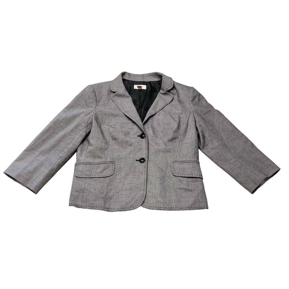 Ann Taylor Loft Womens Size 8 Blazer Jacket Gray Lined Rayon Blend Read Descript